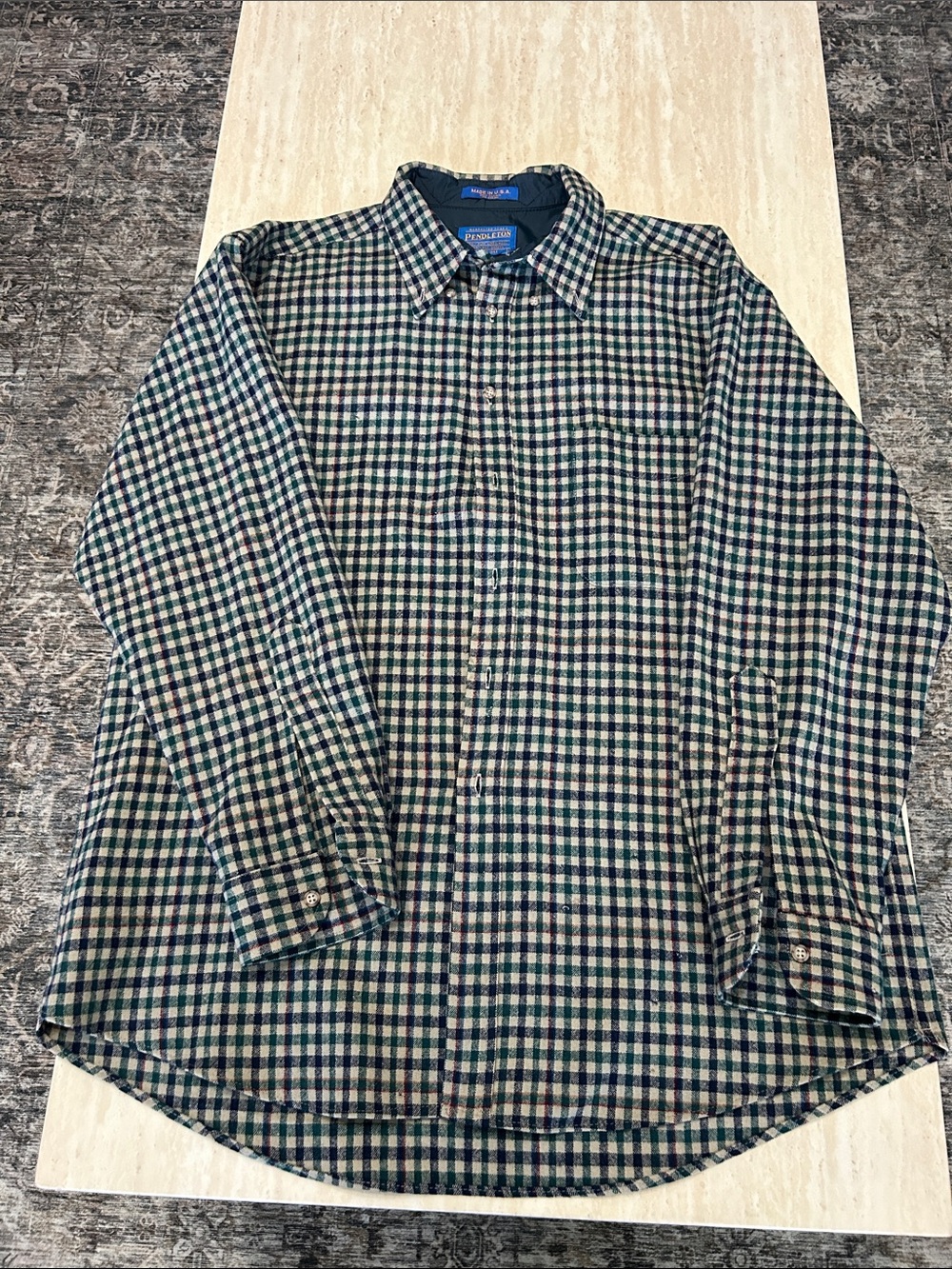 Pendleton Green Navy Cream Check Flannel Shirt